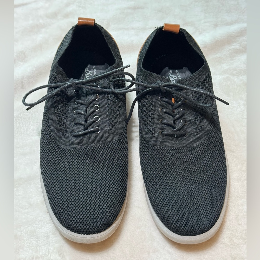 G.H. Bass Size 10 Shoes.  Black fabric and camel color faux leather.  Lace up